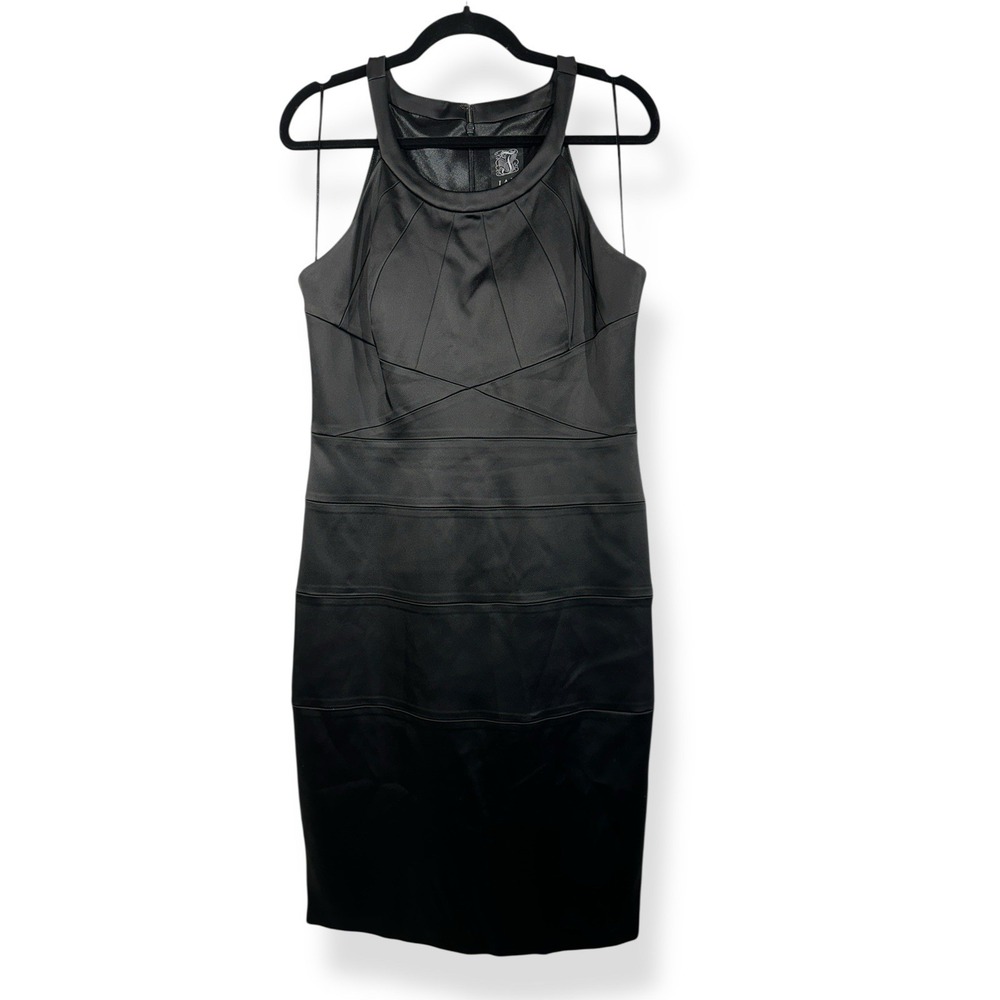 JAX Black Sheath Dress Womens Size 14 Black Boat Neck Cap Sleeveless EUC